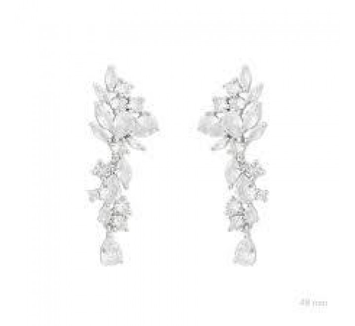 PENDIENTE PLATA 153108 LARGOS CON CIRCONITAS Y PIEDRAS