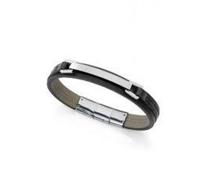 PULSERA VICEROY ACERO Y PIEL NEGRA 75378P01010