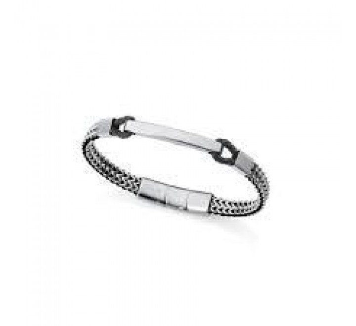 PULSERA VICEROY ACERO Y PIEL NEGRA 14219P01000
