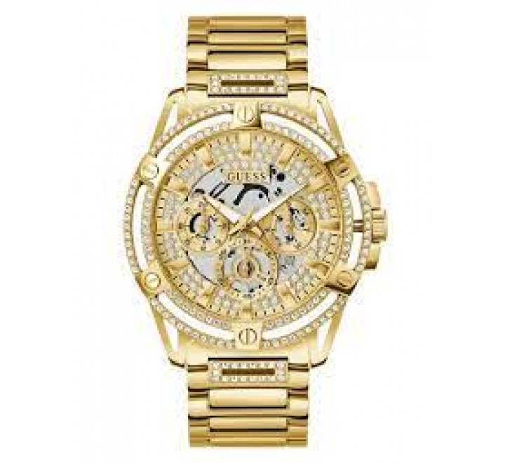 RELOJ GUESS CAJA Y ARMIS ACERO DORADO Y CIRCONITAS GW0497G2