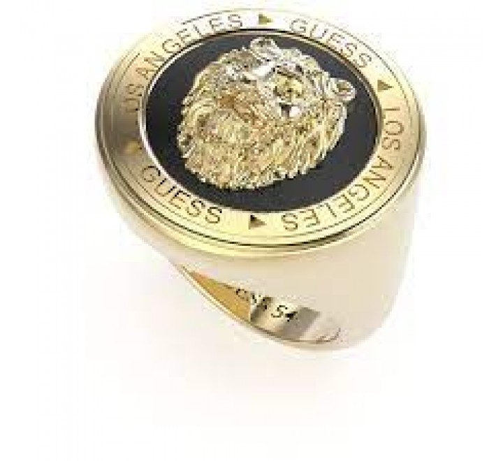 ANILLO GUESS ACERO DORADO CABEZA LEON JUMR01315JWYGBK62