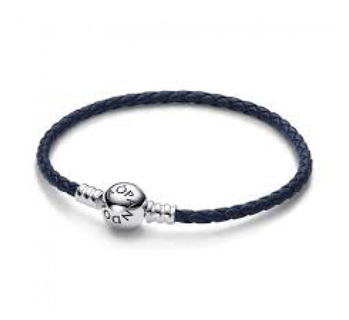 PULSERA PANDORA CUERO AZUL CIERRE REDONDO 17,5 592790C01-S1