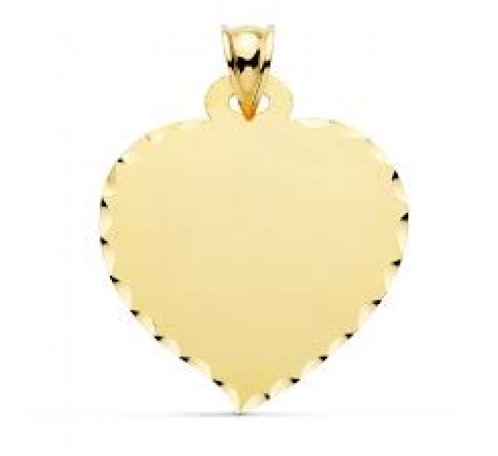 PLACA ORO 9K FORMA CORAZON 26X23MM BORDE TALLADO 9K120629