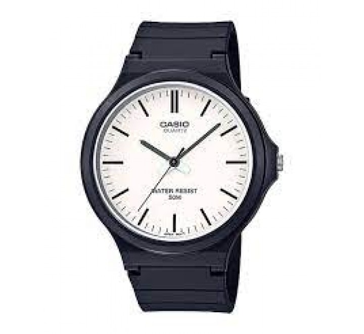 RELOJ CASIO ESFERA BLANCA SILICONA NEGRA MW-240-7EVEF
