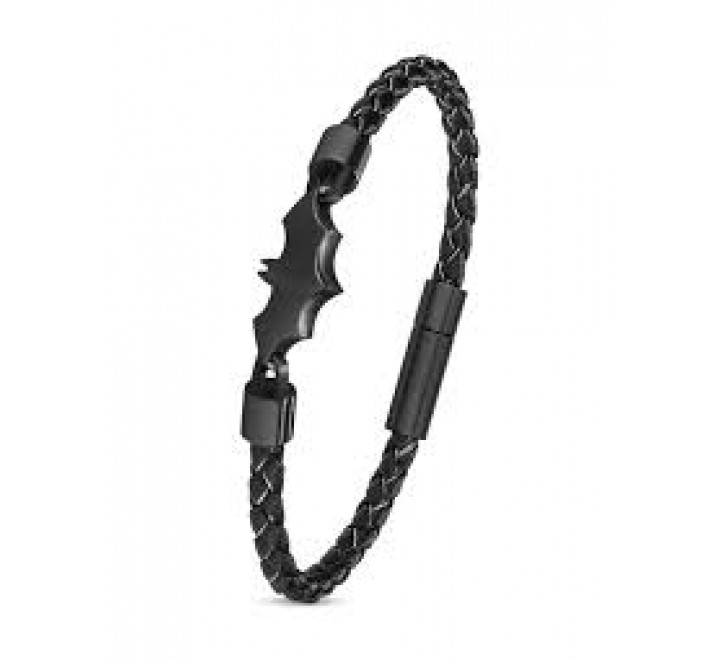 PULSERA POLICE BATMAN CUERO NEGRO Y ACERO PEAGB0034701