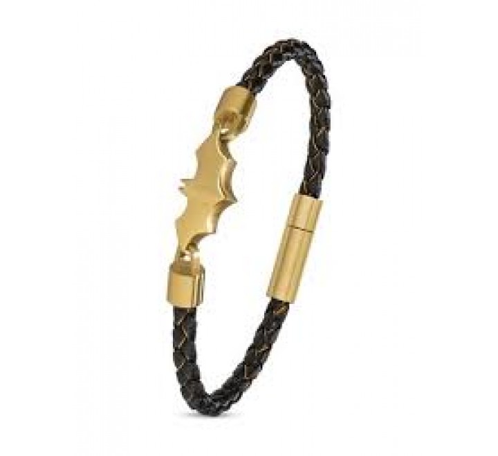 PULSERA POLICE BATMAN CUERO Y ACERO DORADO PEAGB0034702