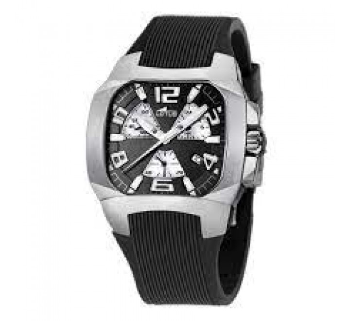 RELOJ LOTUS CAJA ACERO Y CORREA SILICONA NEGRA 15501/B