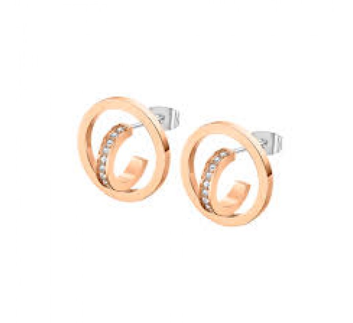 PENDIENTES LOTUS ACERO ROSADO REDONDOS CIRCONITAS LS2321/4/3