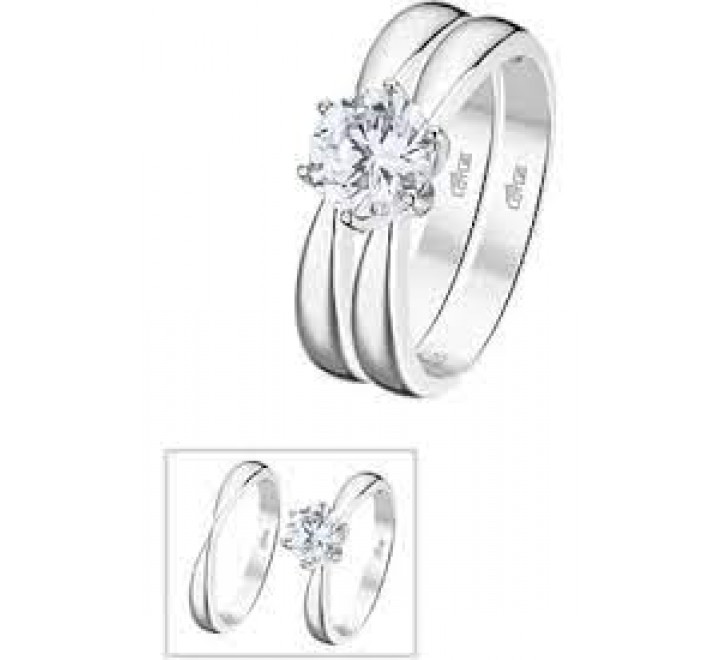 ANILLOS LOTUS PLATA SOLITARIO CIRCONITA Y LISO LP3509-3/114
