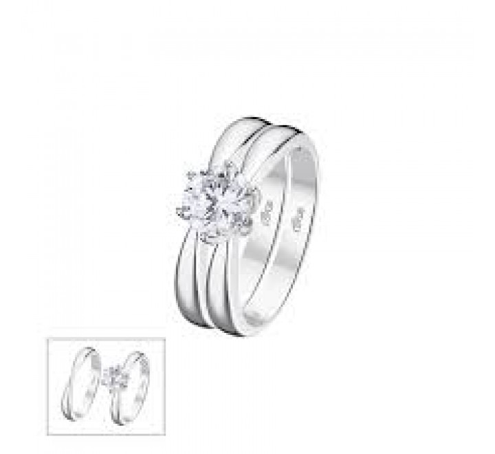 ANILLOS LOTUS PLATA SOLITARIO CIRCONITA Y LISO LP3509-3/116