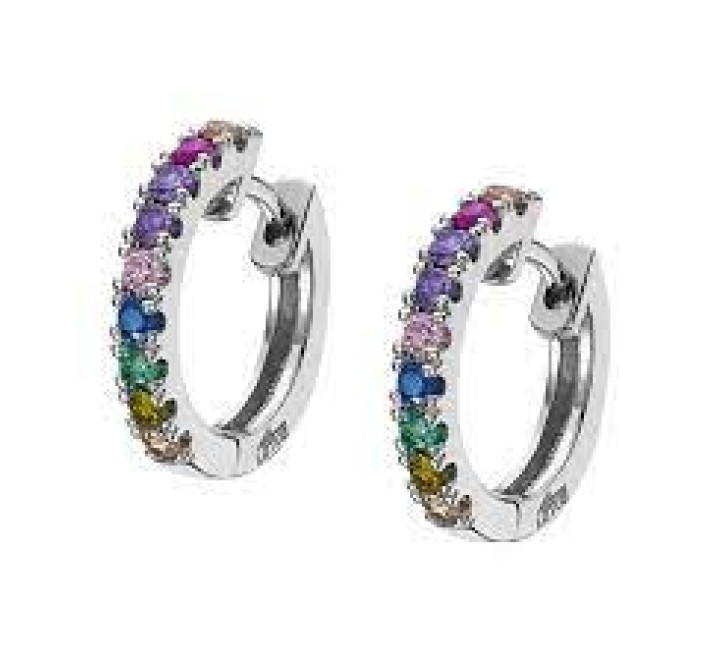 PENDIENTES LOTUS PLATA AROS CIRCONITAS COLORES LP1993-4/1