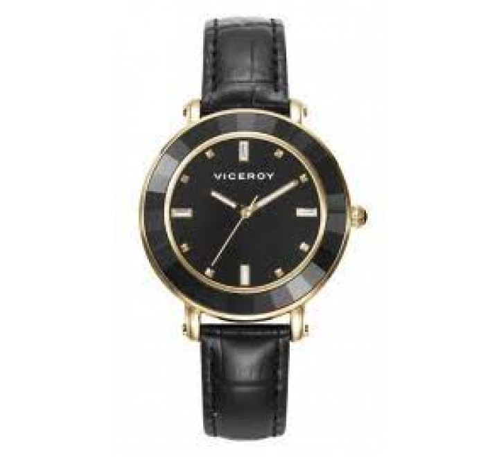 PACK RELOJ VICEROY CAJA DORADA CORREA NEGRA 41126-57