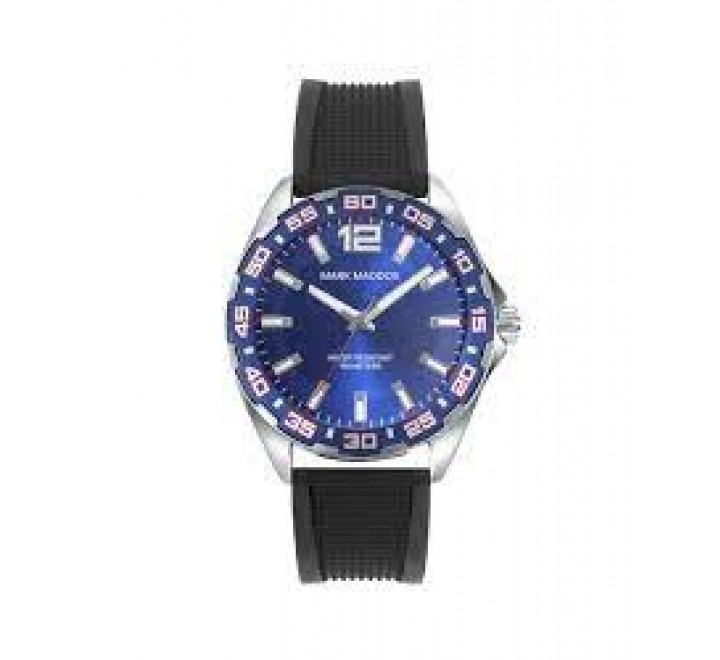 RELOJ MARK MADDOX CAJA ACERO CORREA SILICONA NEGRA HC0127-35