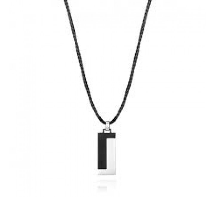 COLLAR VICEROY CUERO NEGRO Y PLACA ACERO 14064C01010