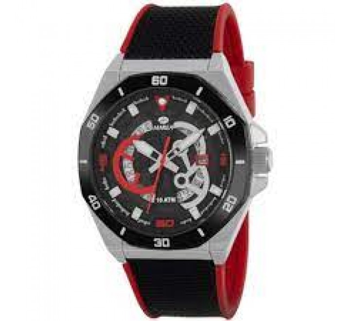 RELOJ MAREA CAJA ACERO CORREA SILICONA NEGRO ROJO B35357/1
