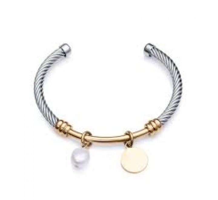 PULSERA VICEROY ACERO BICOLOR Y PERLA CULTIVADA 14082P01019