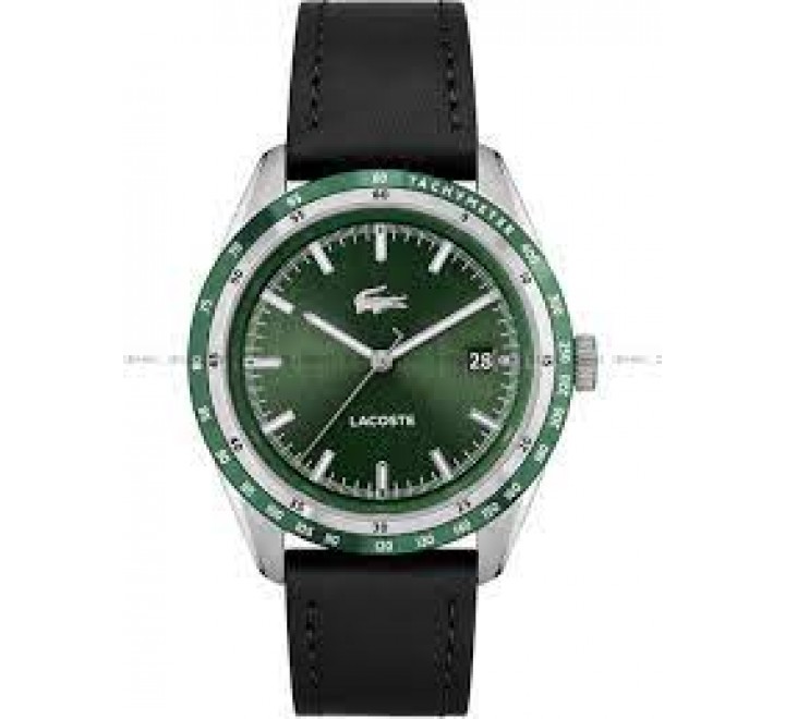 RELOJ LACOSTE CAJA ACERO CORREA PIEL NEGRA 2011292