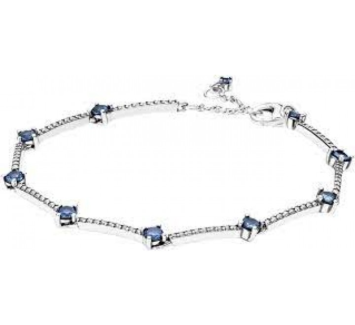 PULSERA PANDORA PLATA CIRCONITAS BLANCAS Y AZUL 599217C01-20