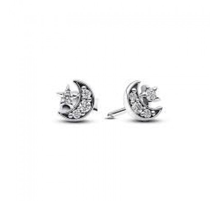 PENDIENTES PANDORA PLATA LUNA ESTRELLA CIRCONITAS 292990C01