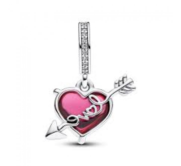 CHARM PANDORA PLATA CRISTAL MURANO ROJO Y FLECHA 793085C01