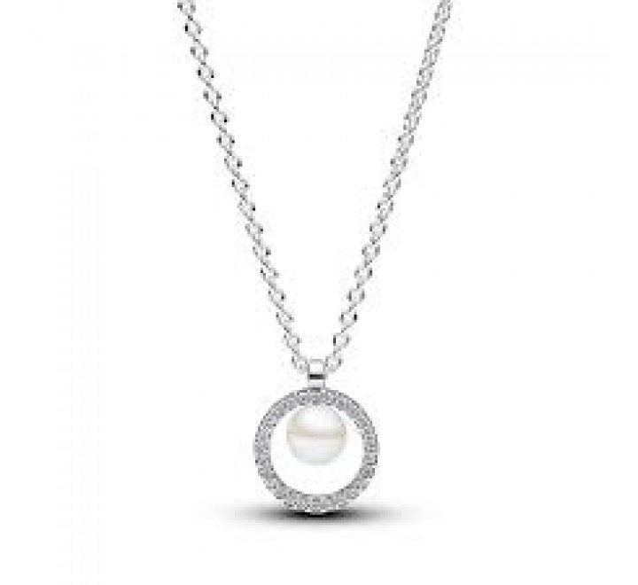 COLLAR PANDORA PLATA PERLA CULTIVADA AGUA PAVE 393165C01-45