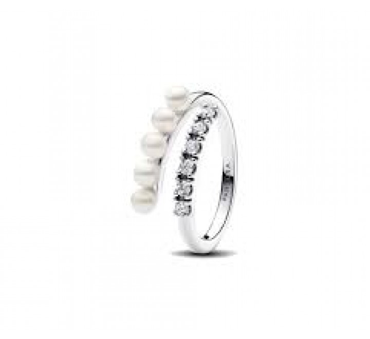 ANILLO PANDORA PLATA ABIERTO PERLAS Y PAVE N?18 193145C01-58