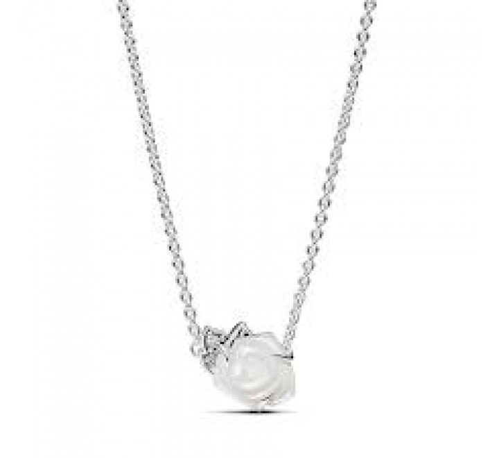 PANDORA COLLAR ROSA BLANCA FLORECIENDO 393206C01-45