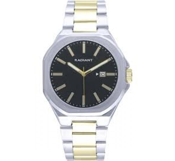 RELOJ RADIANT CABALLERO ACERO BICOLOR ESFERA NEGRA RA619203