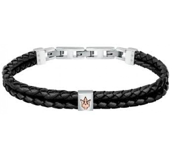PULSERA MASERATI DE PIEL DOS CORREAS MARRON JM422AVE13
