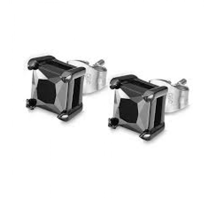 PENDIENTES LOTUS ACERO CON PIEDRA NEGRA LS2166/4/2