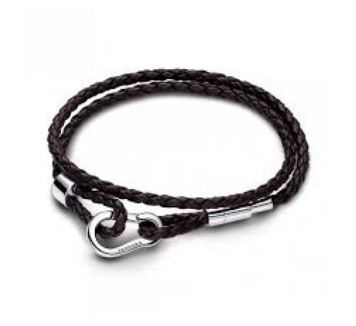 PULSERA PANDORA MOMENTS CUERO TRENZADO MARRON 593338C01-D2