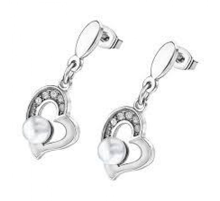 PENDIENTES LOTUS STYLE ACERO CORAZON PERLA LS1993-4/1