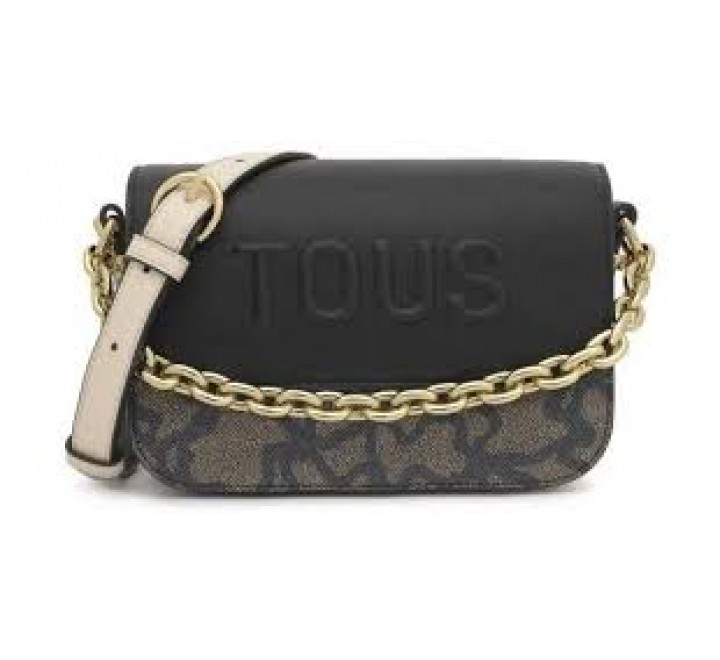 BANDOLERA TOUS S CHAIN K ICON NEGRO BEIGE 2002200351