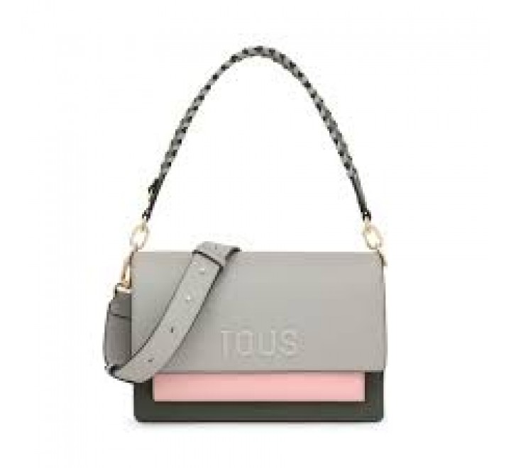 BANDOLERA TOUS M. AUDREE SAFFIANO GRIS-ROSA 2002202647