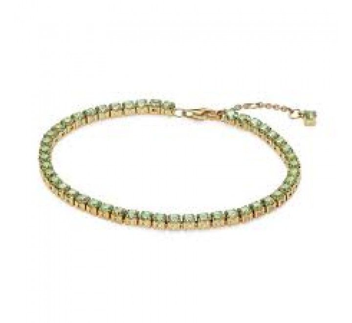 PULSERA PANDORA PLATA DORADA TENIS VERDE BRILLA 561469C02-18