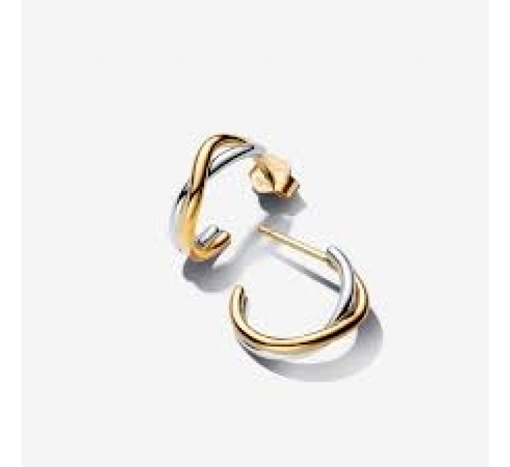 PENDIENTES PANDORA PLATA BICOLOR FORMA ORGANICA 263880C00