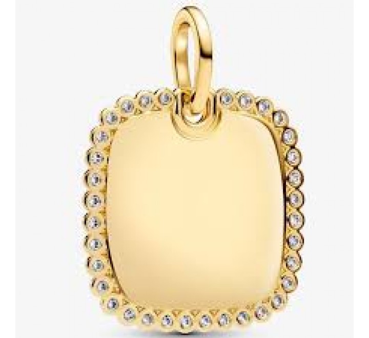 COLGANTE PANDORA PLATA DORADA CUADRADO PERSONALIZA 364009C01