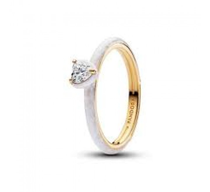 ANILLO PANDORA PLATA DORADA ESMALTE Y CIRCONITA 163088C01-52