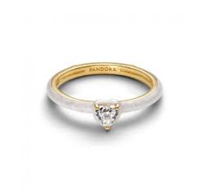 ANILLO PANDORA PLATA DORADA ESMALTE Y CIRCONITA 163088C01-56
