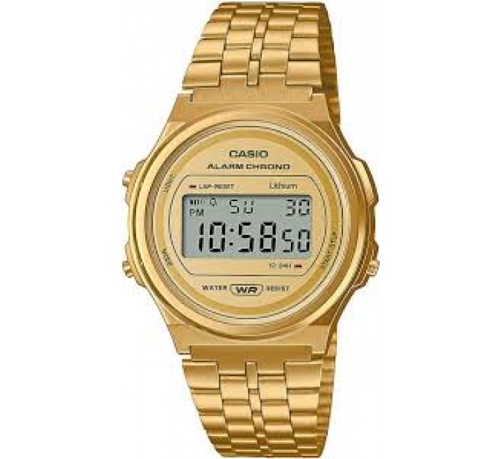 RELOJ CASIO DIGITAL ACERO DORADO REDONDO A171WEG-9AEF