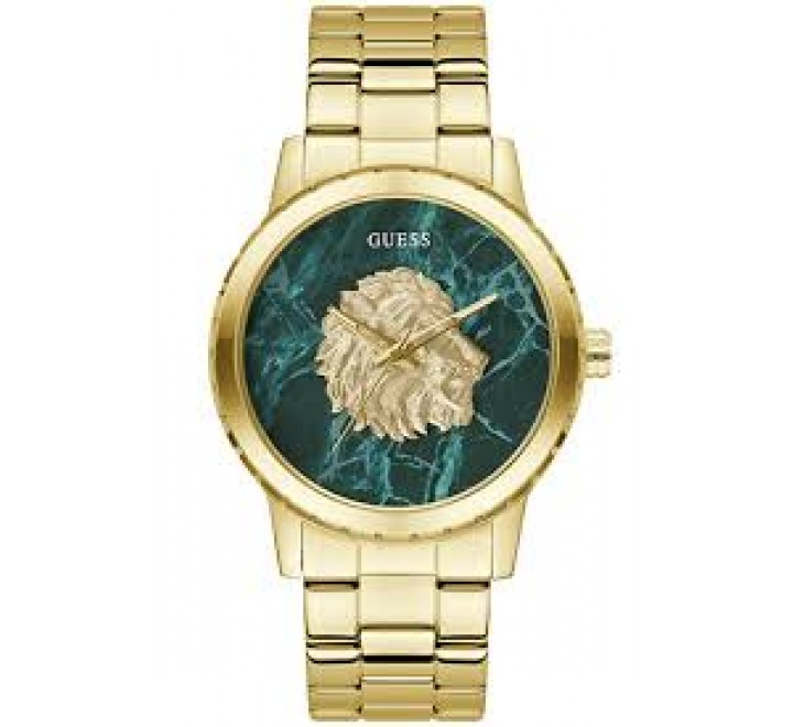 RELOJ GUESS CAJA Y ARMIS ACERO DORADO ESFERA VERDE GW0958G2
