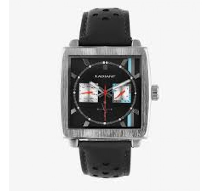 RELOJ RADIANT CORREA PIEL NEGRA CUADRADO RA679704