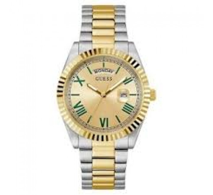 RELOJ GUESS CAJA Y ARMIS ACERO BICOLOR DORADO GW0265G14