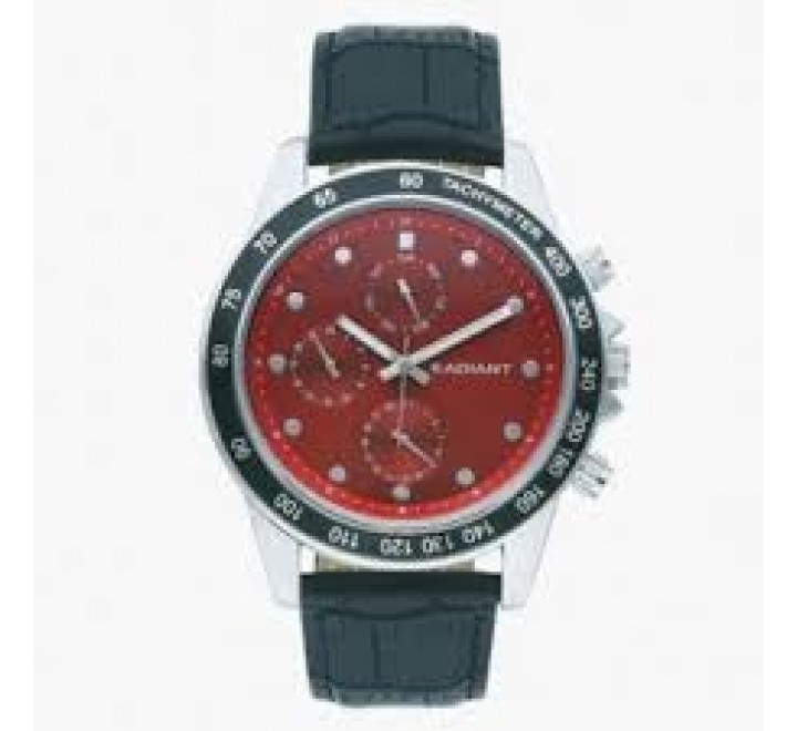 RELOJ RADIANT CORREA PIEL NEGRA ESFERA ROJA RA617708