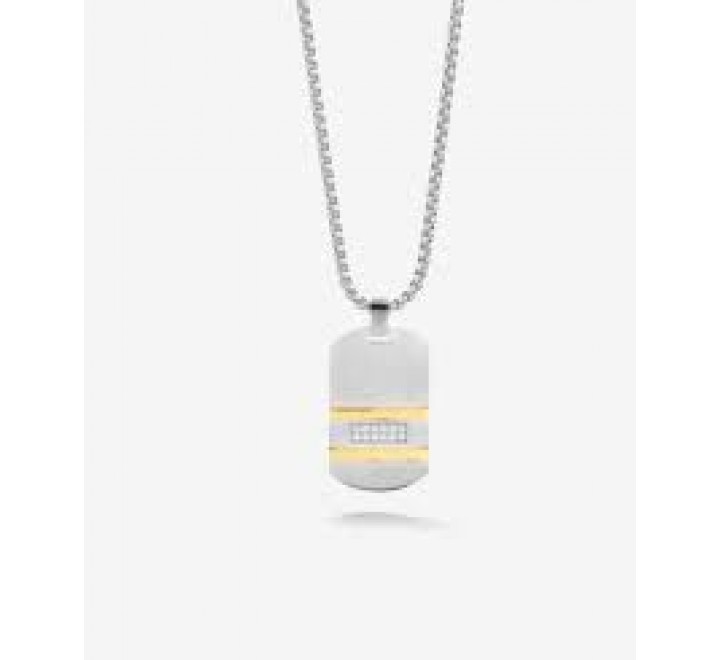 COLGANTE CON PLACA RADIANT ACERO BICOLOR DORADO RH000111