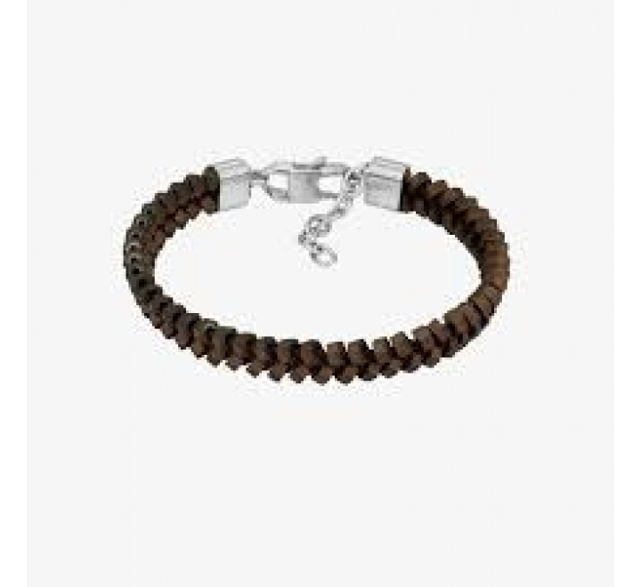 PULSERA RADIANT ACERO MARRON CON HILO MARRON RH000330