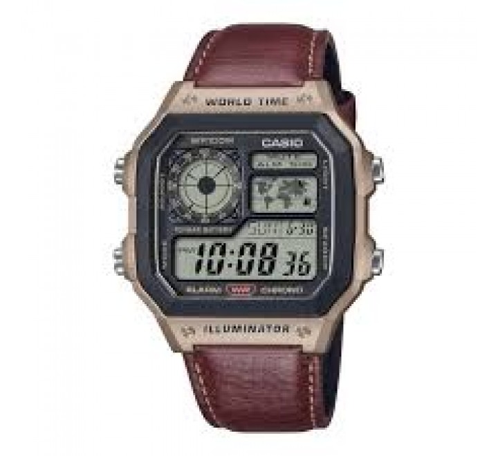RELOJ CASIO DIGITAL CORREA PIEL MARRON AE-1200WHL-5AVEF