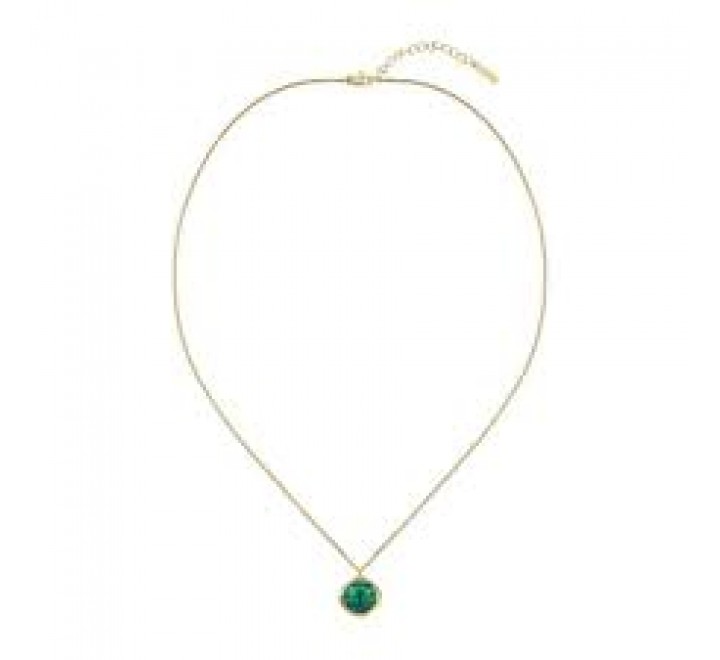 COLLAR LACOSTE ACERO DORADO PIEDRA VERDE 2040560