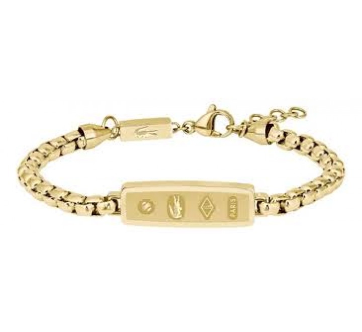 PULSERA LACOSTE ACERO DORADO CON PLACA 2040539