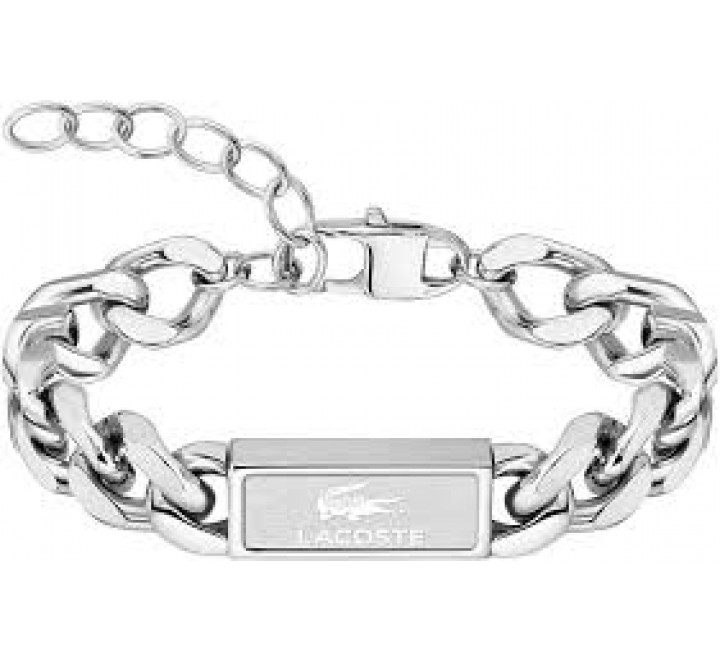 PULSERA LACOSTE ACERO CON PLACA GRABADO LOGO 2040439